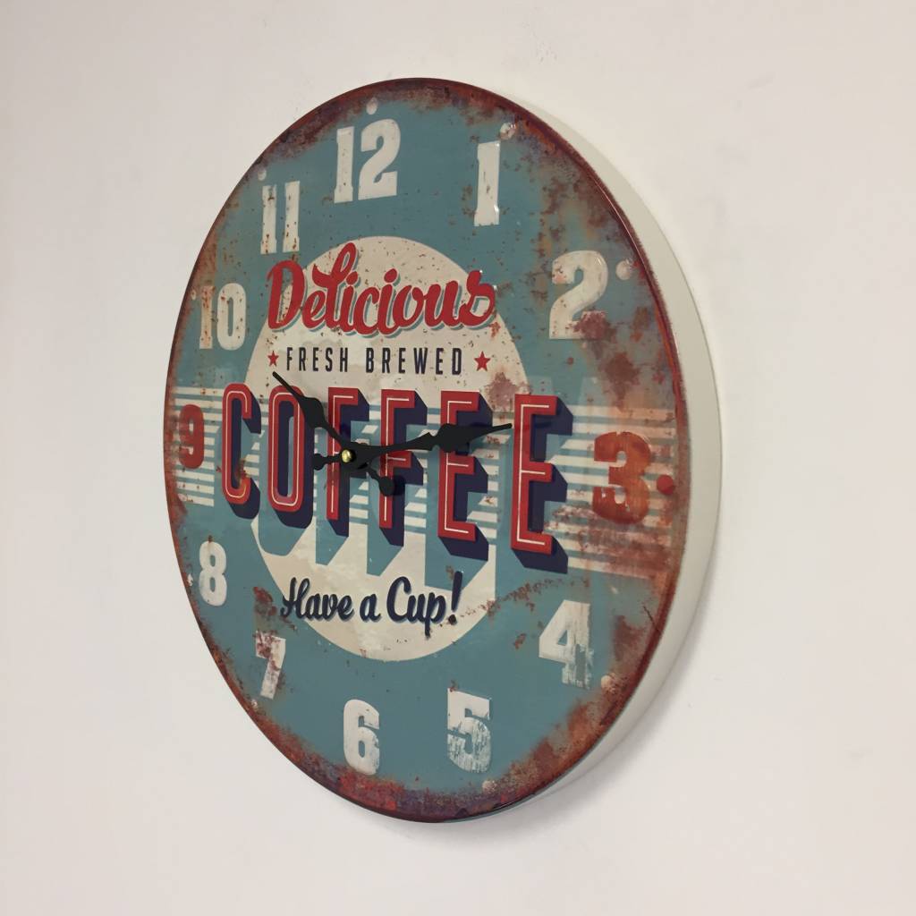 NiceTime Wandklok retro Coffee Blue