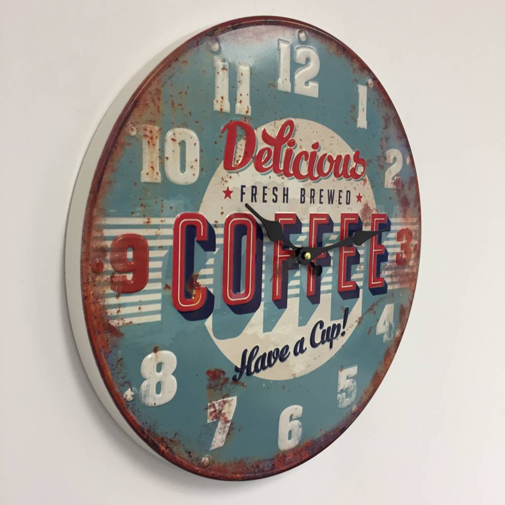 NiceTime Wandklok retro Coffee Blue