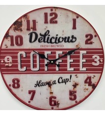NiceTime Wandklok retro Coffee Red