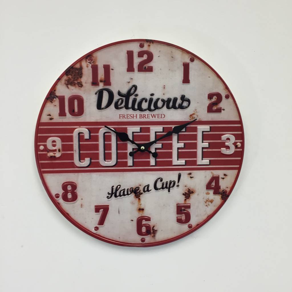 NiceTime Wandklok retro Coffee Red