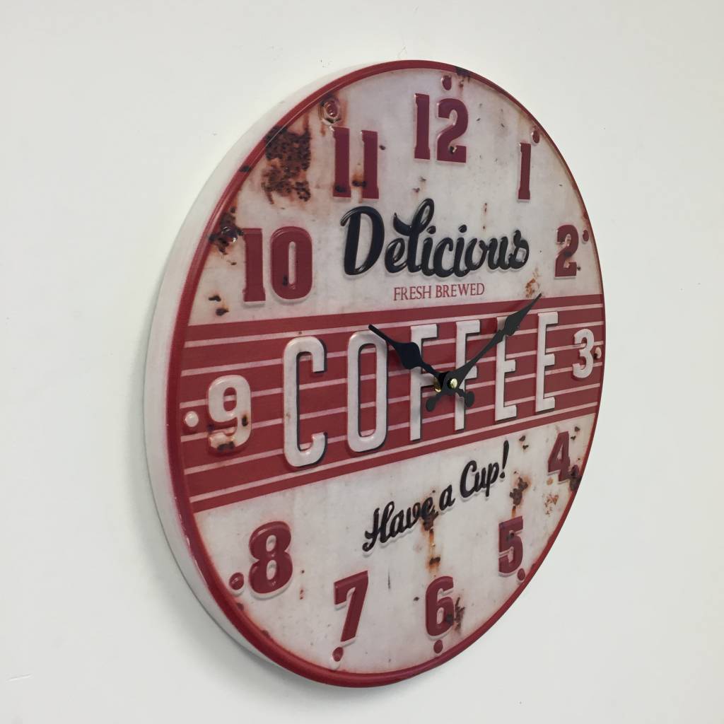 NiceTime Wandklok retro Coffee Red