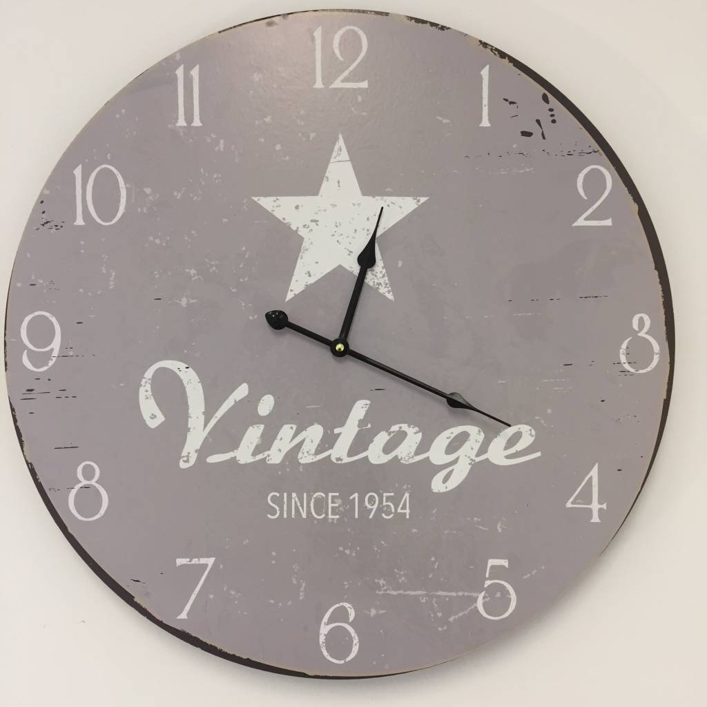 NiceTime Wandklok Vintage Silver Star