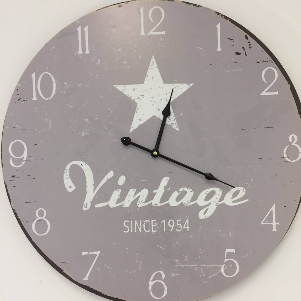 NiceTime Wandklok Vintage Silver Star