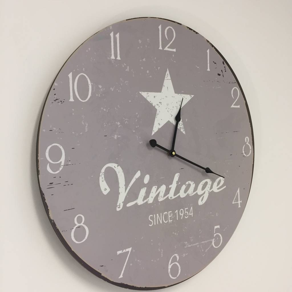 NiceTime Wandklok Vintage Silver Star