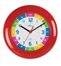 Atlanta Kinder wandklok rood met klok leer functie