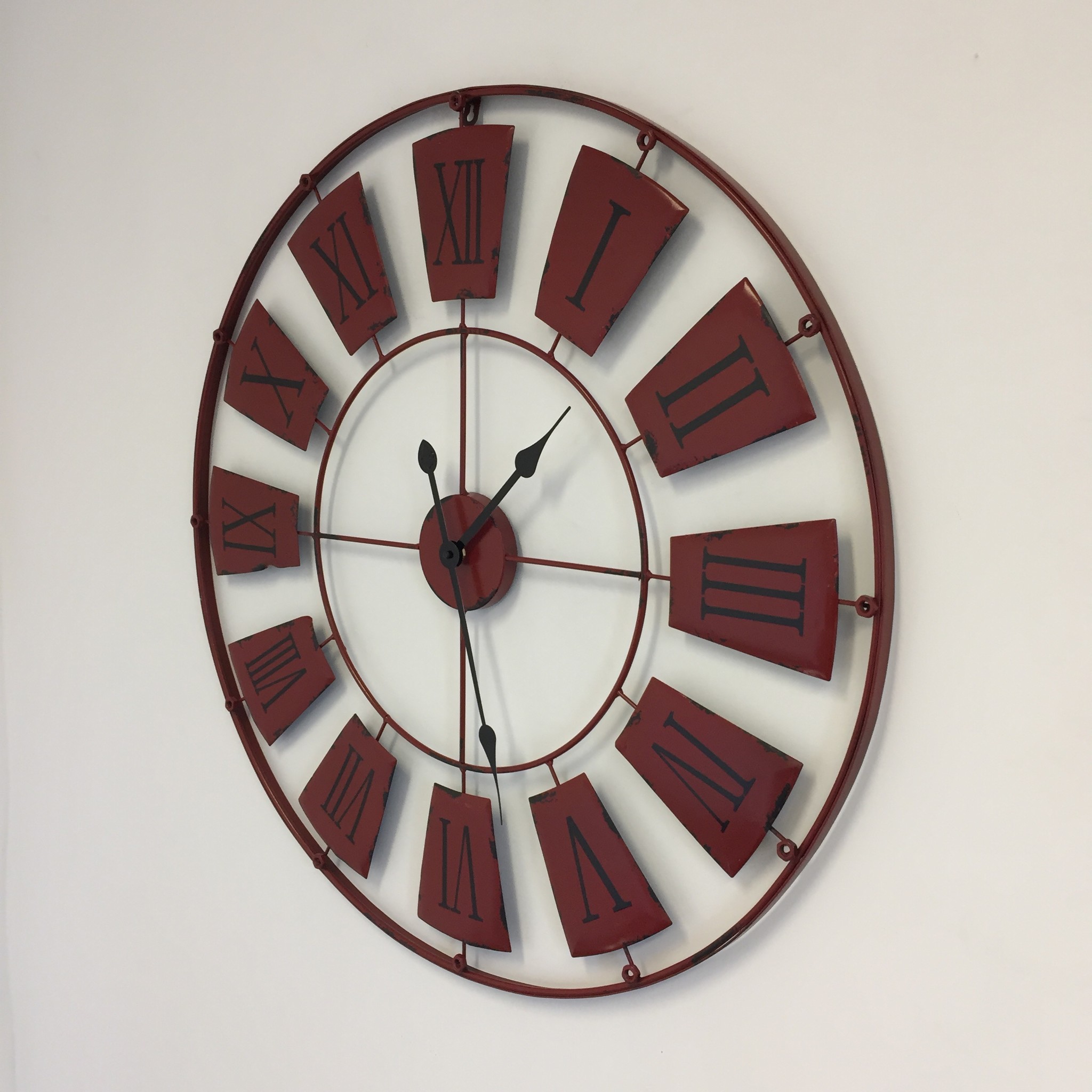 NiceTime Wandklok INDUSTRIAL WHEEL VINTAGE RED