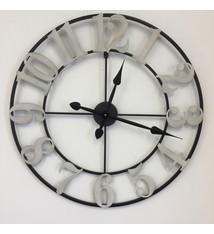 NiceTime Wandklok AMSTERDAM ZWART-WIT INDUSTRIEEL