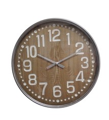 NiceTime Wandklok MILL hout met metalen rand Vintage Design