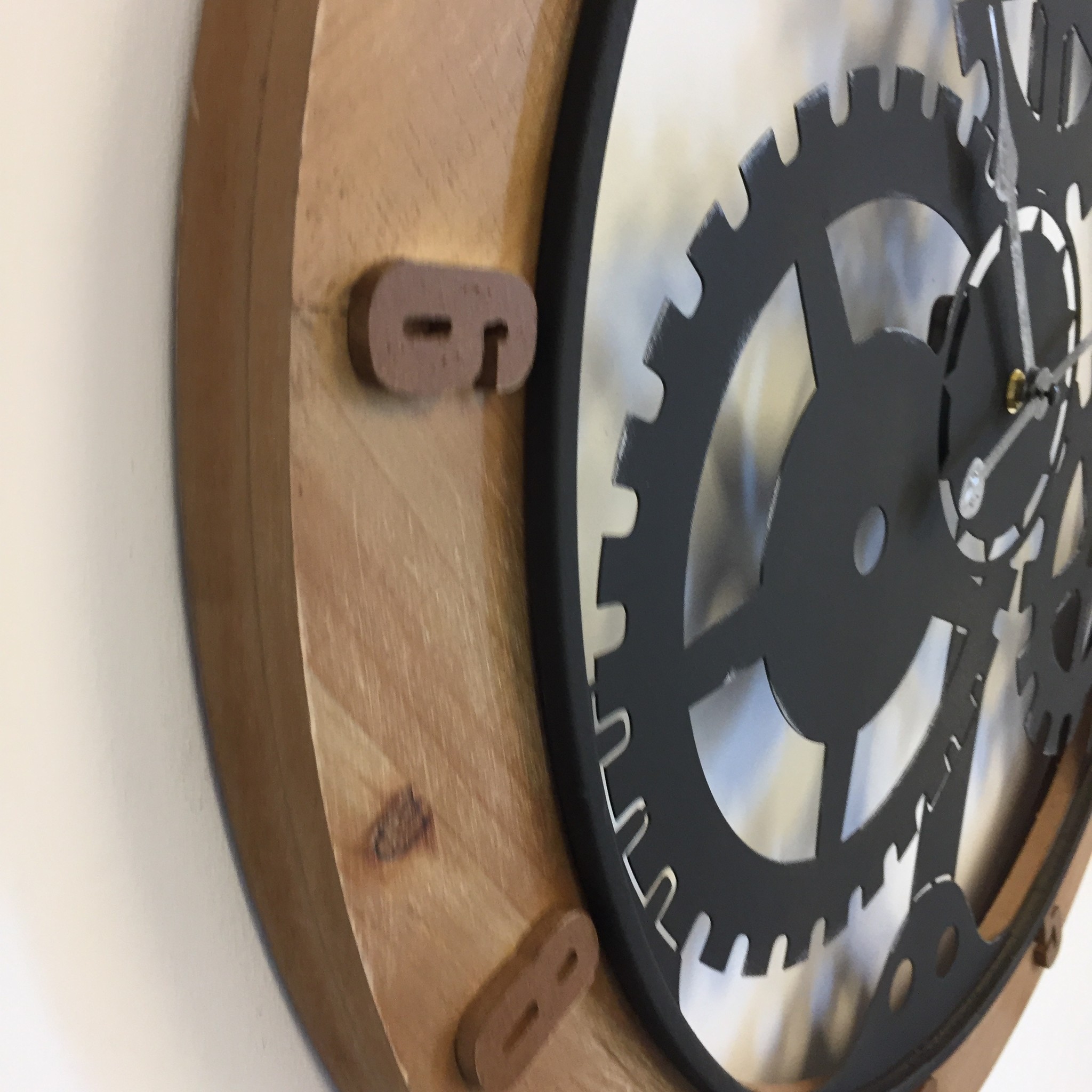 NiceTime Wandklok WOOD & GEAR INDUSTRIAL DESIGN