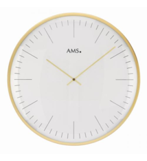 AMS Wandklok Goud en Wit Modern Design