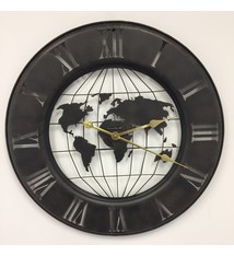 ChantalBrandO Wandklok Vintage World Black/Brown