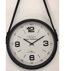 NiceTime Wandklok Industrieel Metaal met leren riem