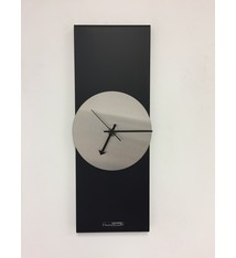 ChantalBrandO Wandklok Black Line Silver Modern Design RVS