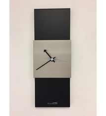 ChantalBrandO Wandklok Black-Line Silver square Blue Pointer Modern Design