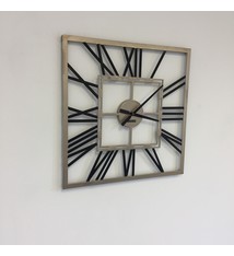 ChantalBrandO Wandklok SQUARE BLACK & GOLD modern industrieel design