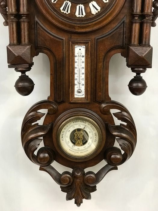 NiceTime Willem III wandklok met baro- en thermometer - 1900