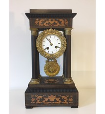 NiceTime Antieke Franse kolom pendule 1870 - hout en brons -