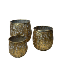 Set van 3 metalen potten