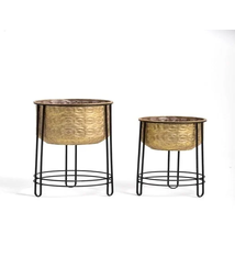 Set van 2 gouden potten in metaal frame