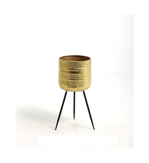 Gold Metal Pot on 3 Black Legs