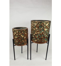 Set of 2 Cilinder Plantpots in Black Frame