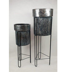 Set of 2 Silver Line Plantpots in Frame