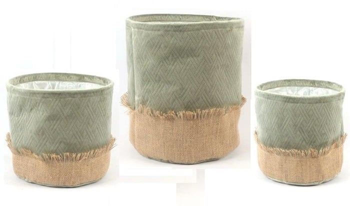 Set of 3 Fabric Basket Round