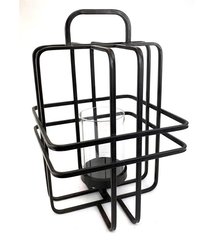 Metal Black Candleholder Frame with Glass