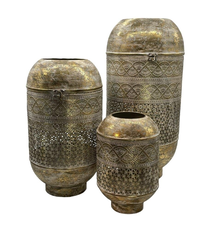 SET 3 stuks  Lantern gold round