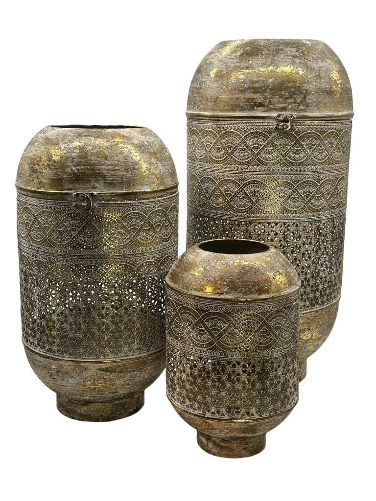 SET 3 stuks  Lantern gold round