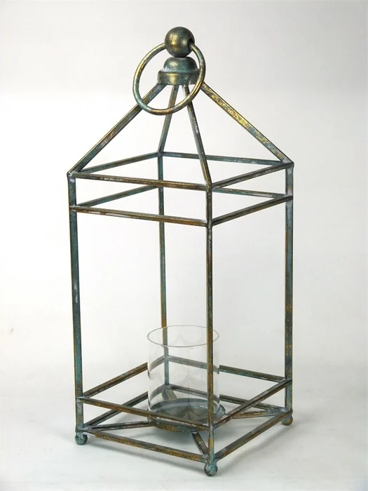 Metal Lantern Worn Gold