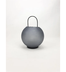 Glass Lantern 15x21.5cm Soft Grey