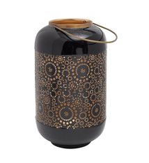 Mosaic Flower Lantern Brass Antique/Black Glaze