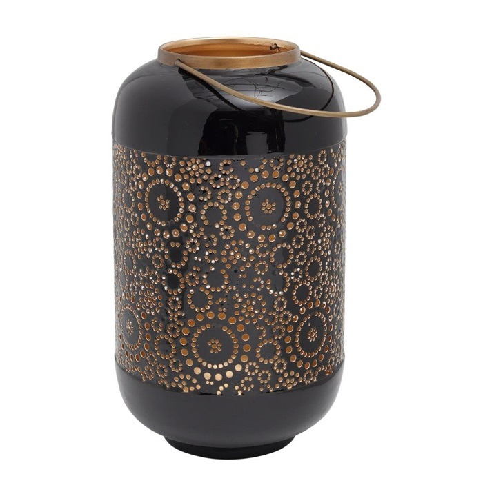 Mosaic Flower Lantern Brass Antique/Black Glaze