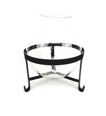 Clear Glass vase on iron holder