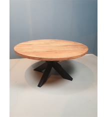 Black Iron Center Table Wooden Top