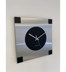 ChantalBrandO Wandklok ChantalBrandO -- CARRE : PLACE PIGALLE -- SILVER & BLACK -- MODERN DESIGN --