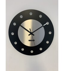 ChantalBrandO Wandklok CHANTALBRANDO -- BLACK & SILVER -- NEVADA 34 -- MODERN DESIGN IN ZWART