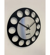 ChantalBrandO Wandklok CHANTALBRANDO -- BLACK & SILVER TORNADO 34 -- MODERN DESIGN --