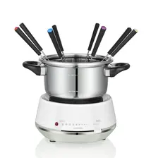 Elektrische fondue 2L, 1200W, roestvrij staal/wit