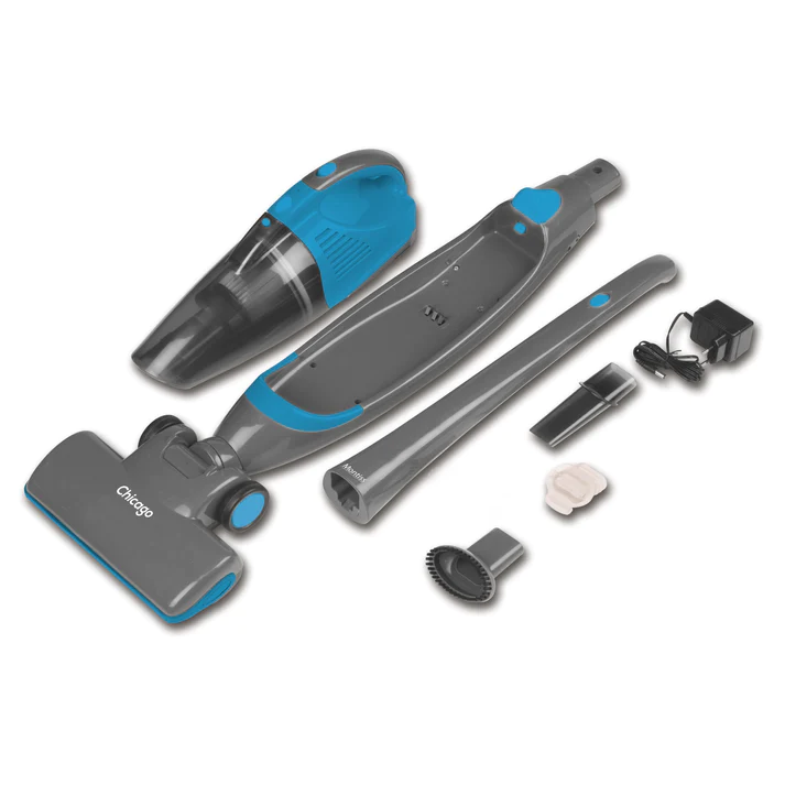 Snoerloze, oplaadbare 2-in-1 stofzuiger met nat- en droogzuigfuncties - Blauw