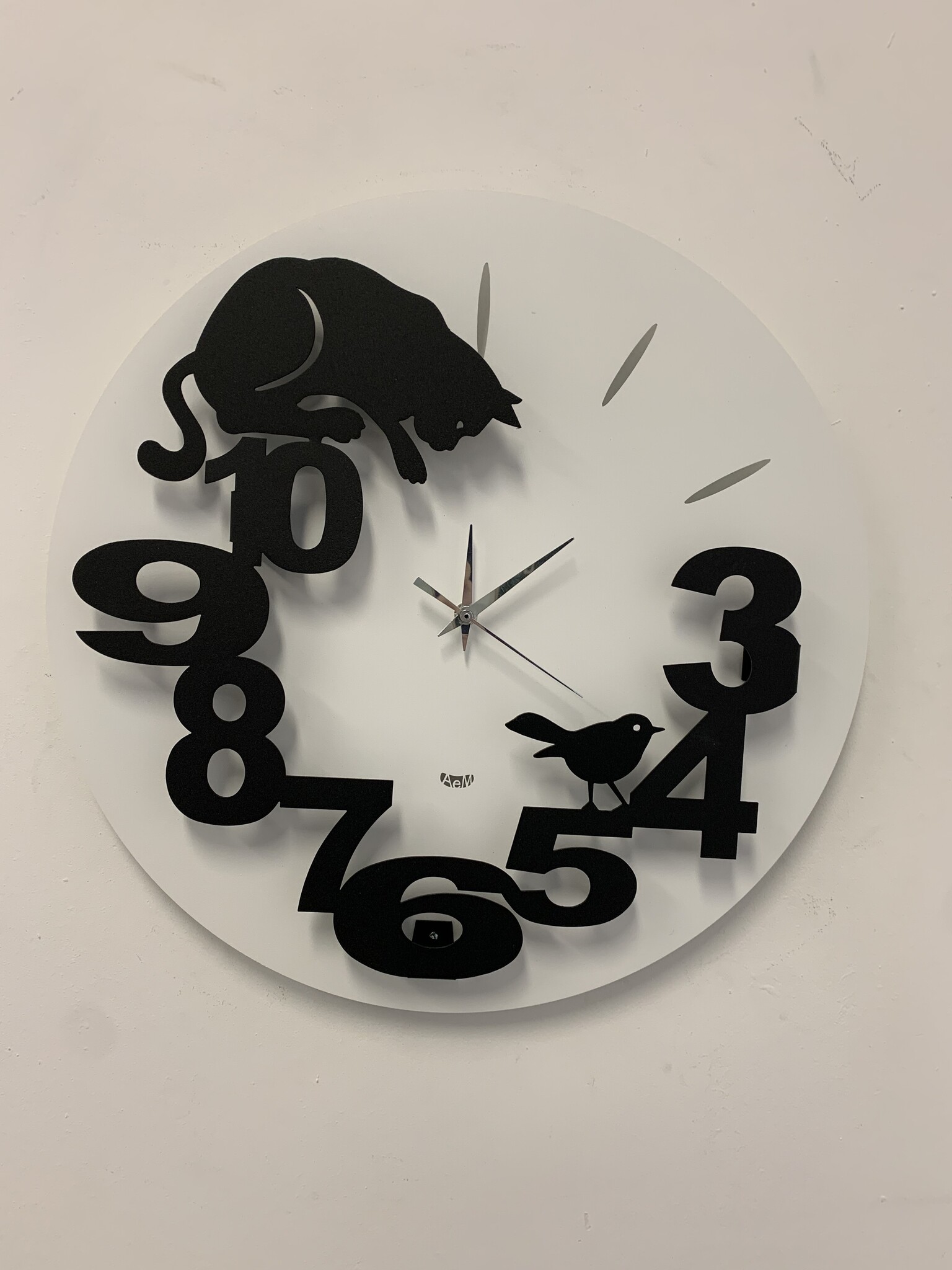 Wandklok Kat en Vogel modern design