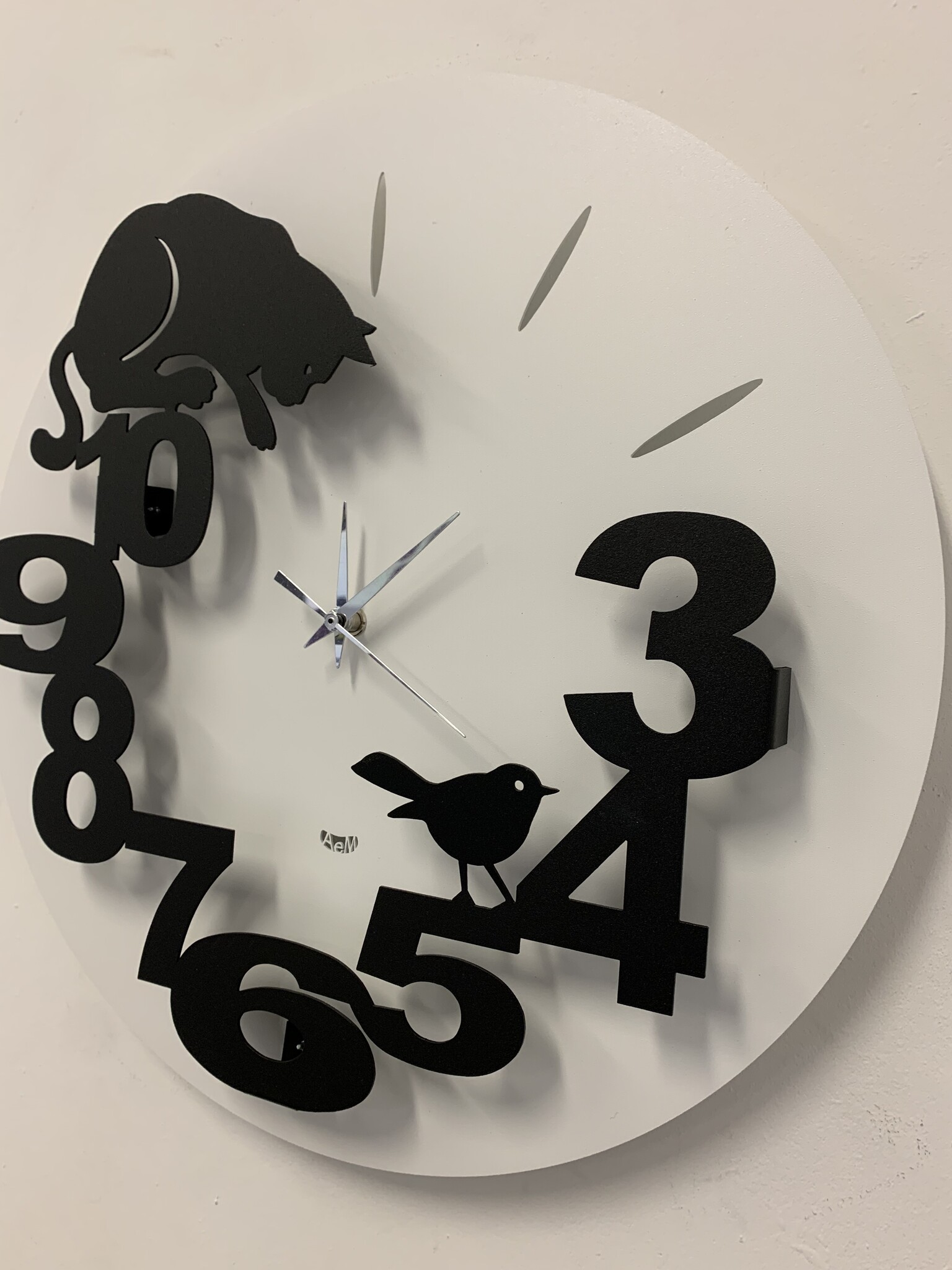 Wandklok Kat en Vogel modern design