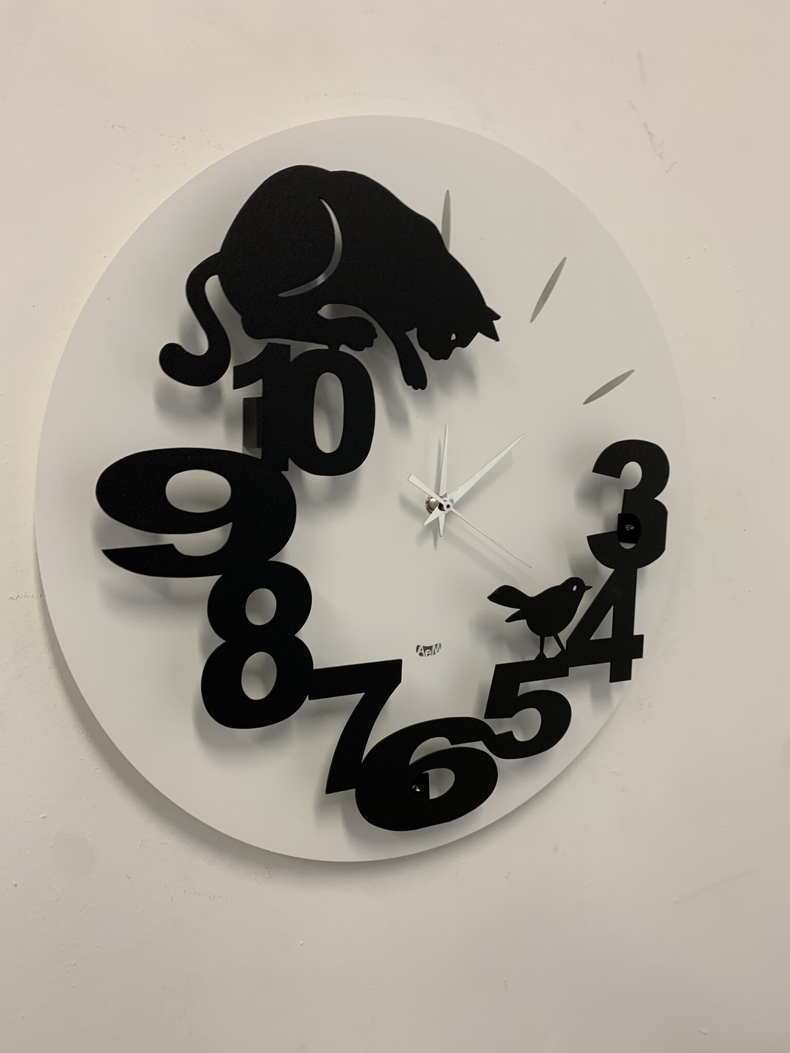 Wandklok Kat en Vogel modern design