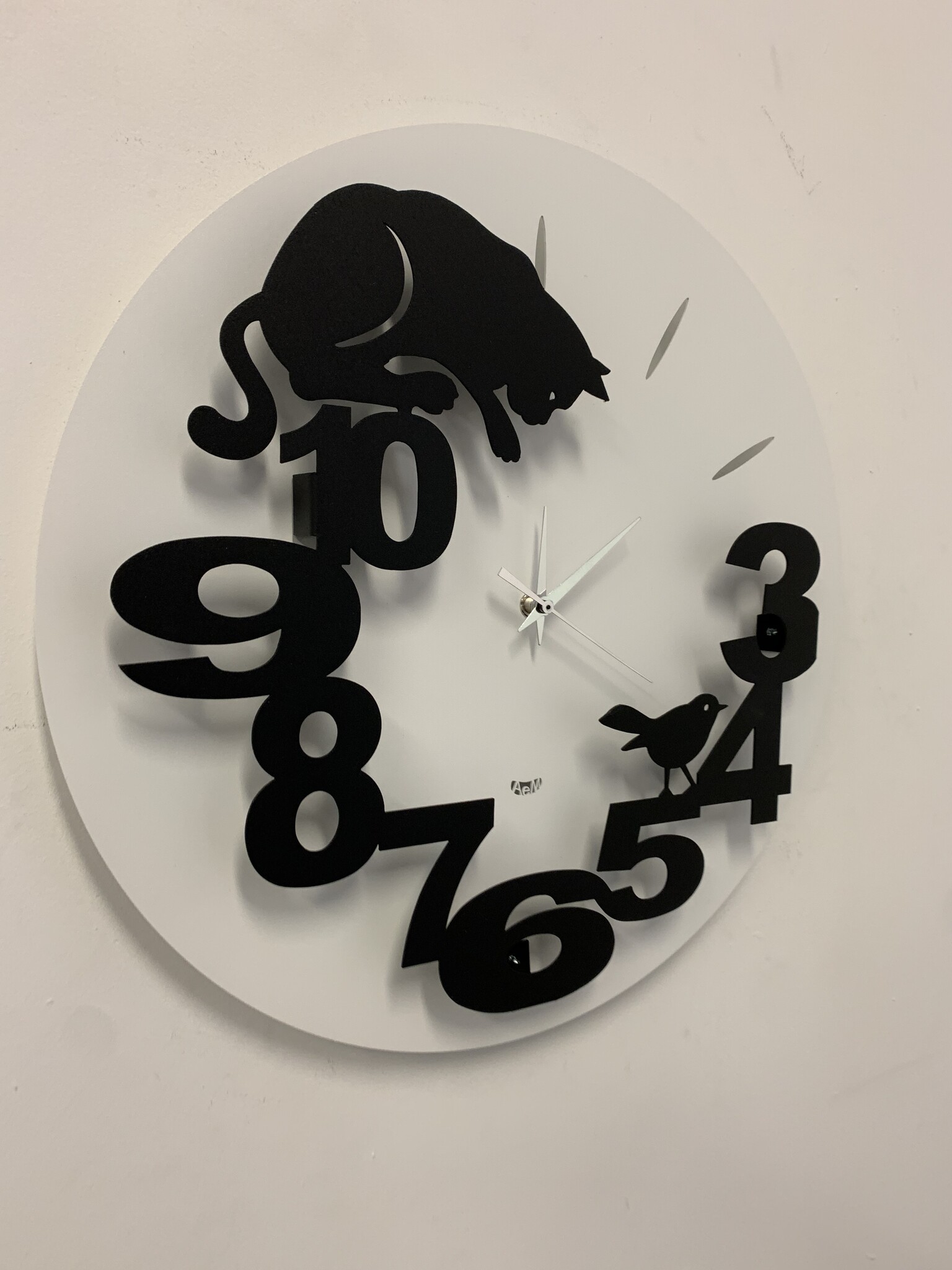 Wandklok Kat en Vogel modern design