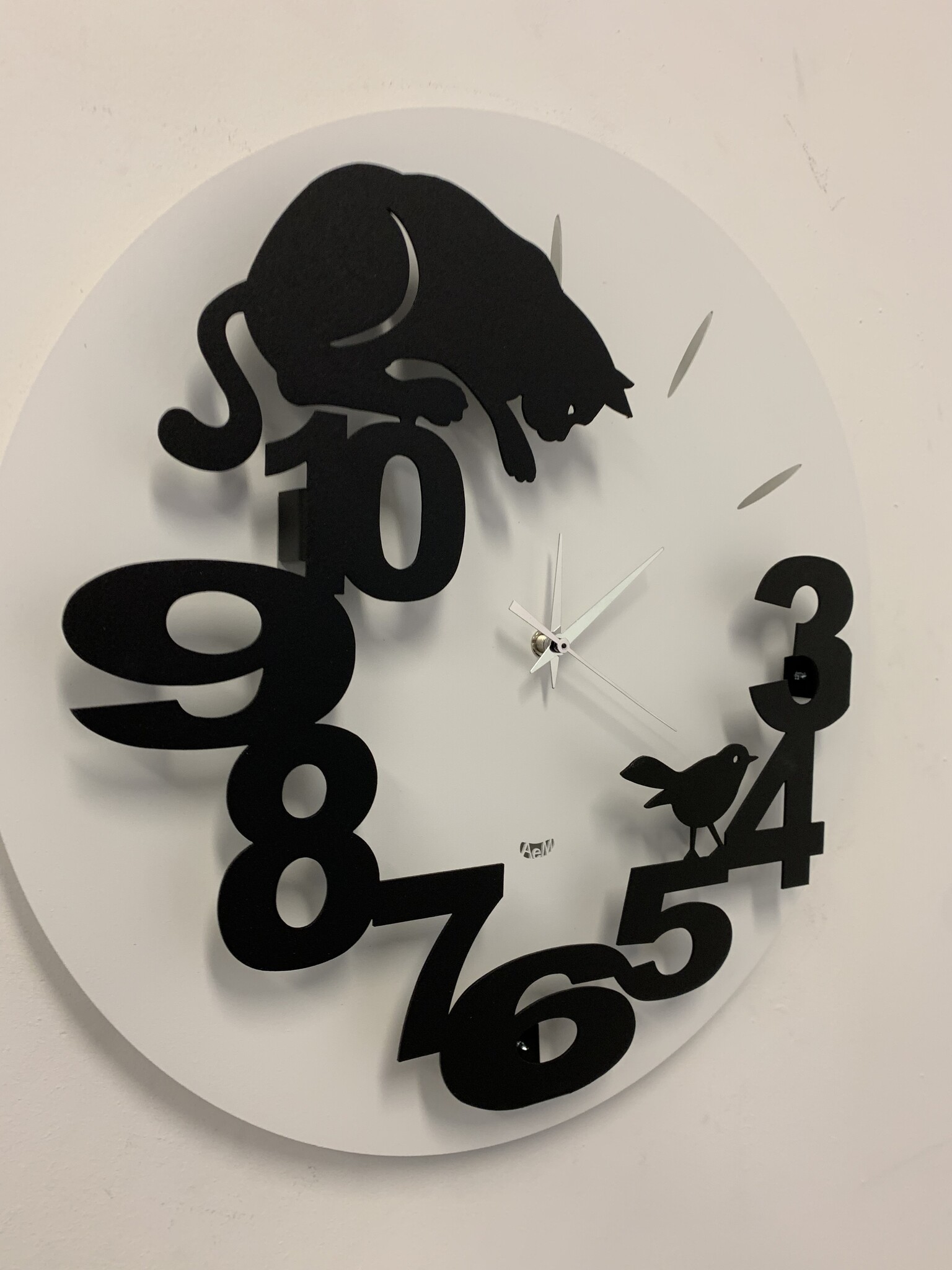 Wandklok Kat en Vogel modern design