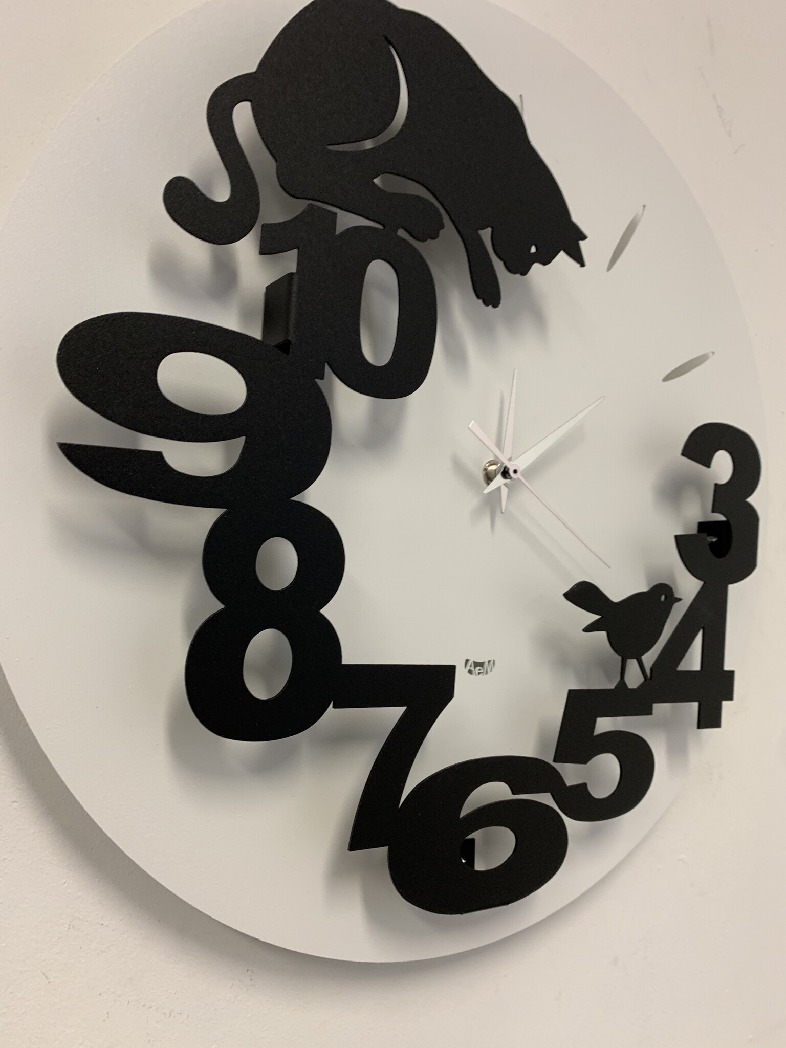 Wandklok Kat en Vogel modern design