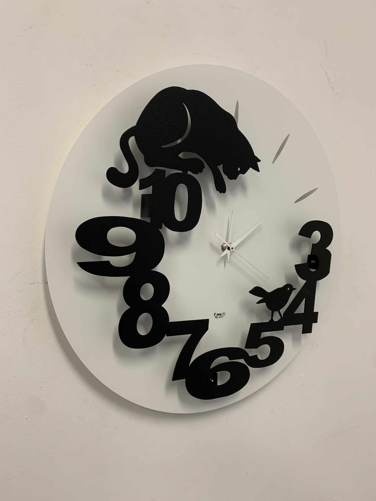 Wandklok Kat en Vogel modern design