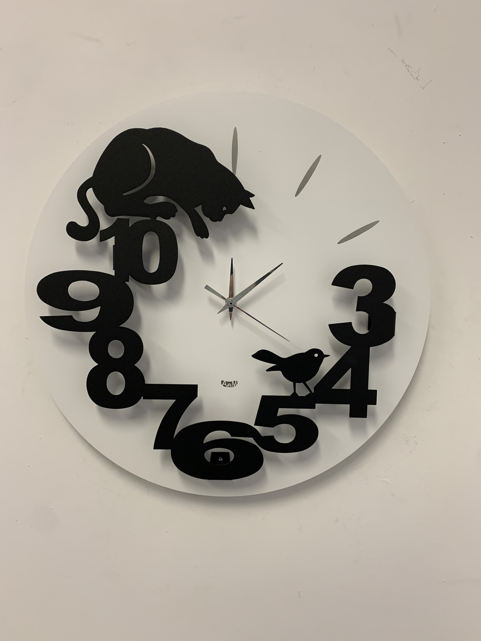 Wandklok Kat en Vogel modern design