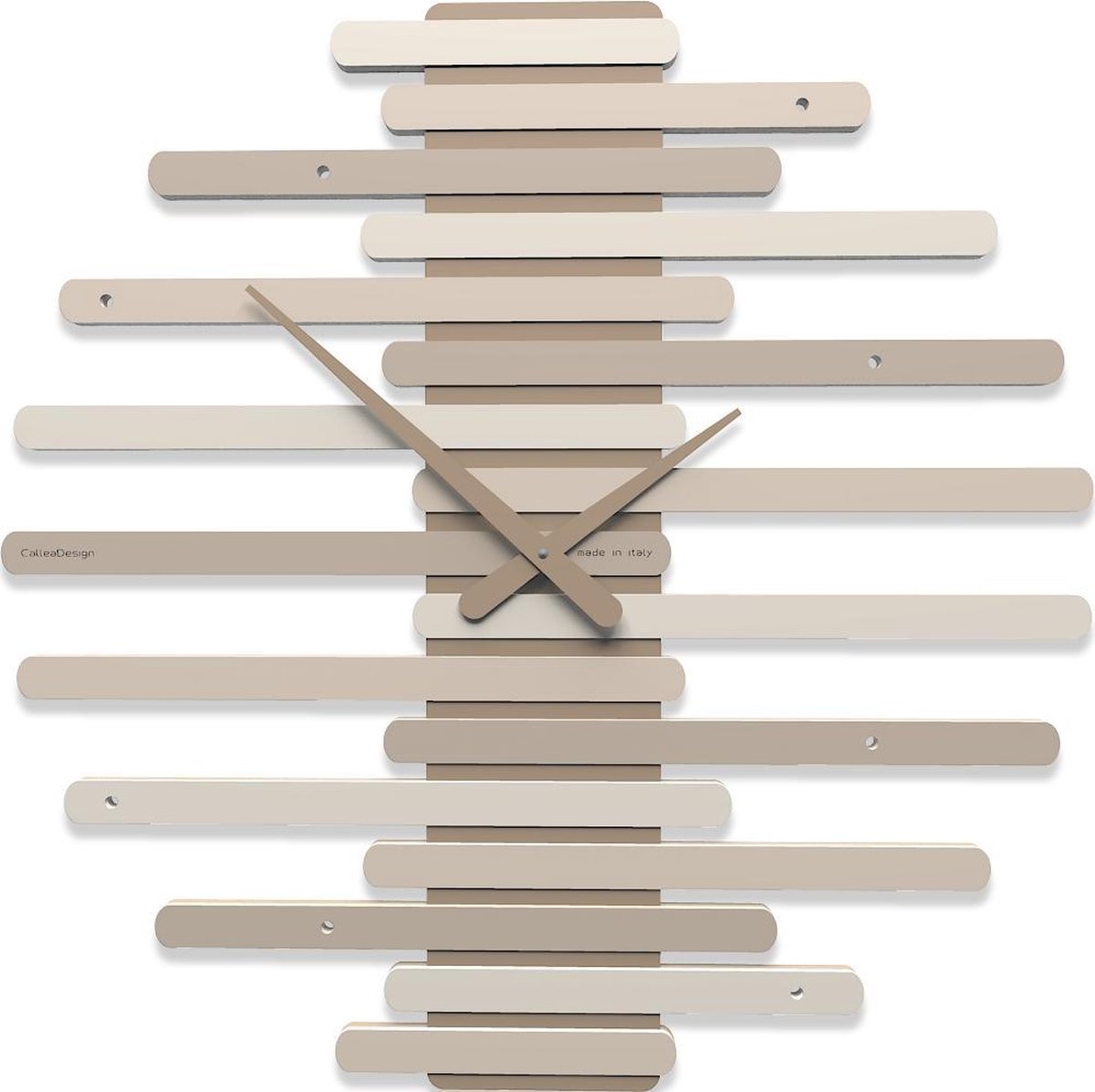 Italiaanse WANDKLOK ART STRIPES -- CAFE LATTE -- MODERN DESIGN